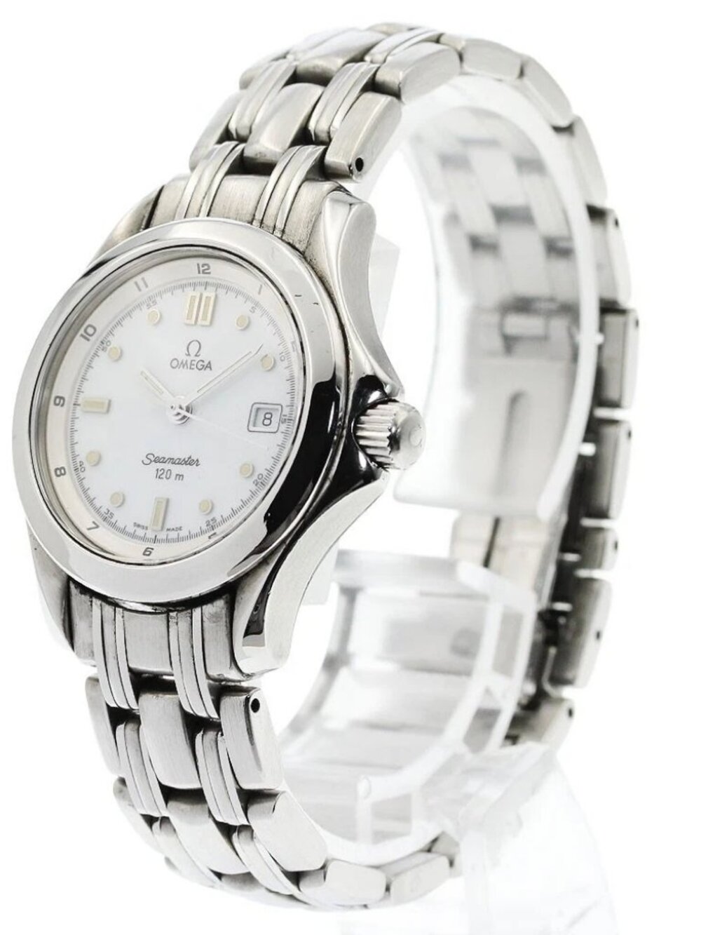 OMEGA Seamaster120M 2571.20 Date white Dial Quartz Ladies Watch_930050